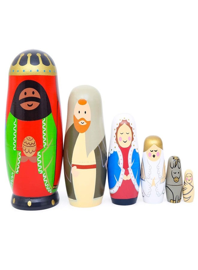 Moonmo - Nesting Doll Holy Family -The Nativity Family Wooden Nesting Dolls Matryoshka Nativity Figurines-Set of 5 Dolls (Brown) - Image 3